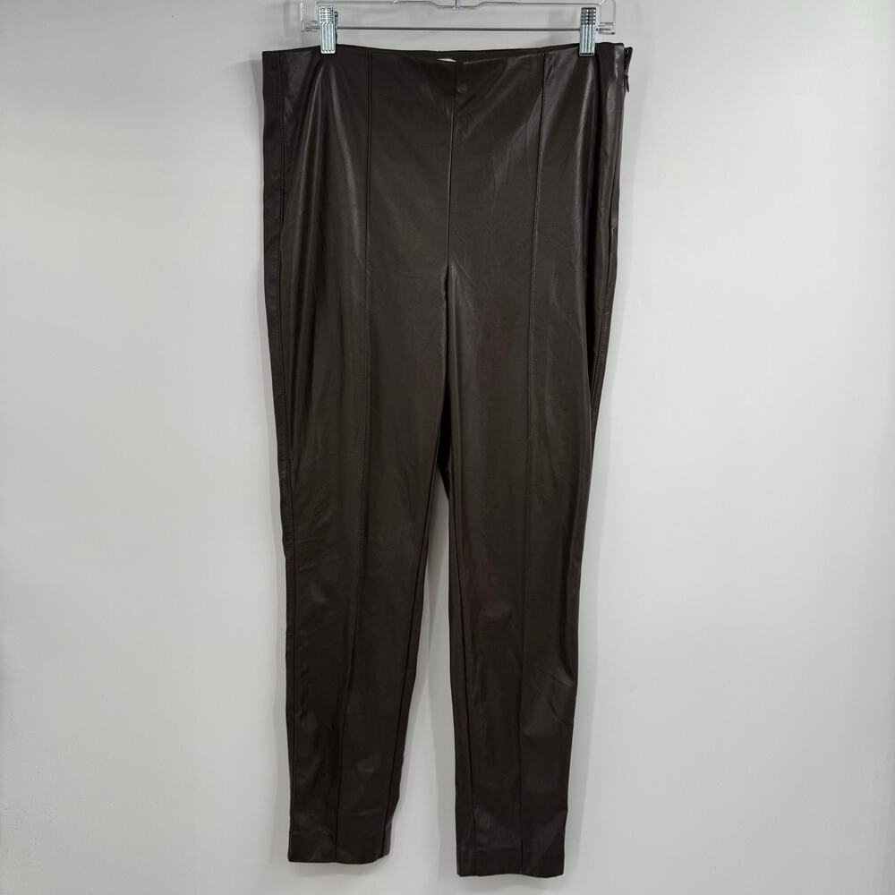 Babaton Aritzia Frida Faux Leather Skinny Trouser Pants Womens Size 14 Brown